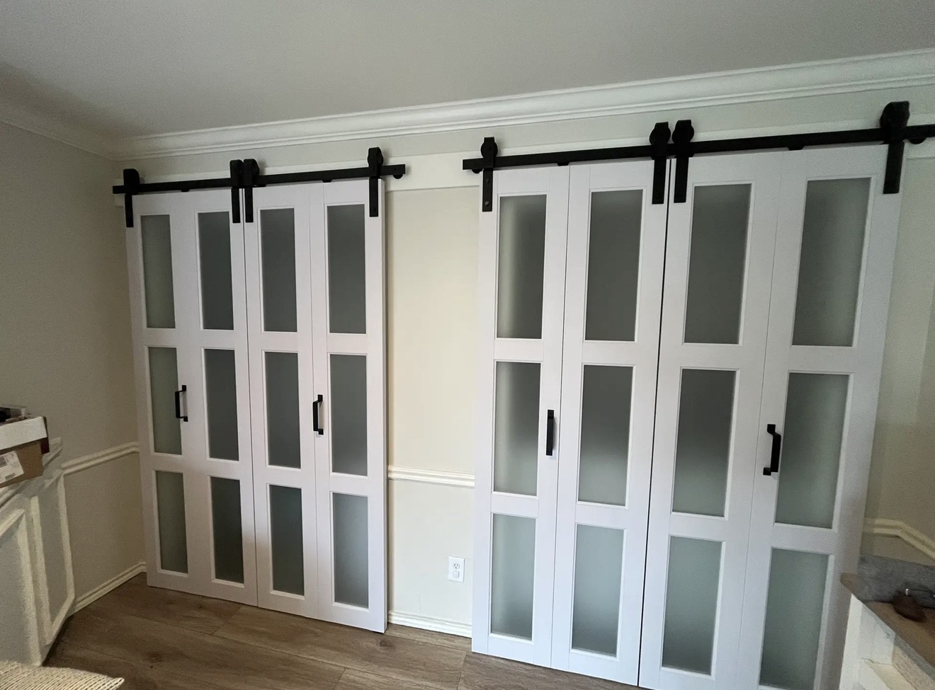 White sliding barn doors installation⁠